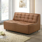 Selen MCM Styled Modular Tufted Corner Sectional Sofa, Linen or Leather 126" - Revel Sofa 