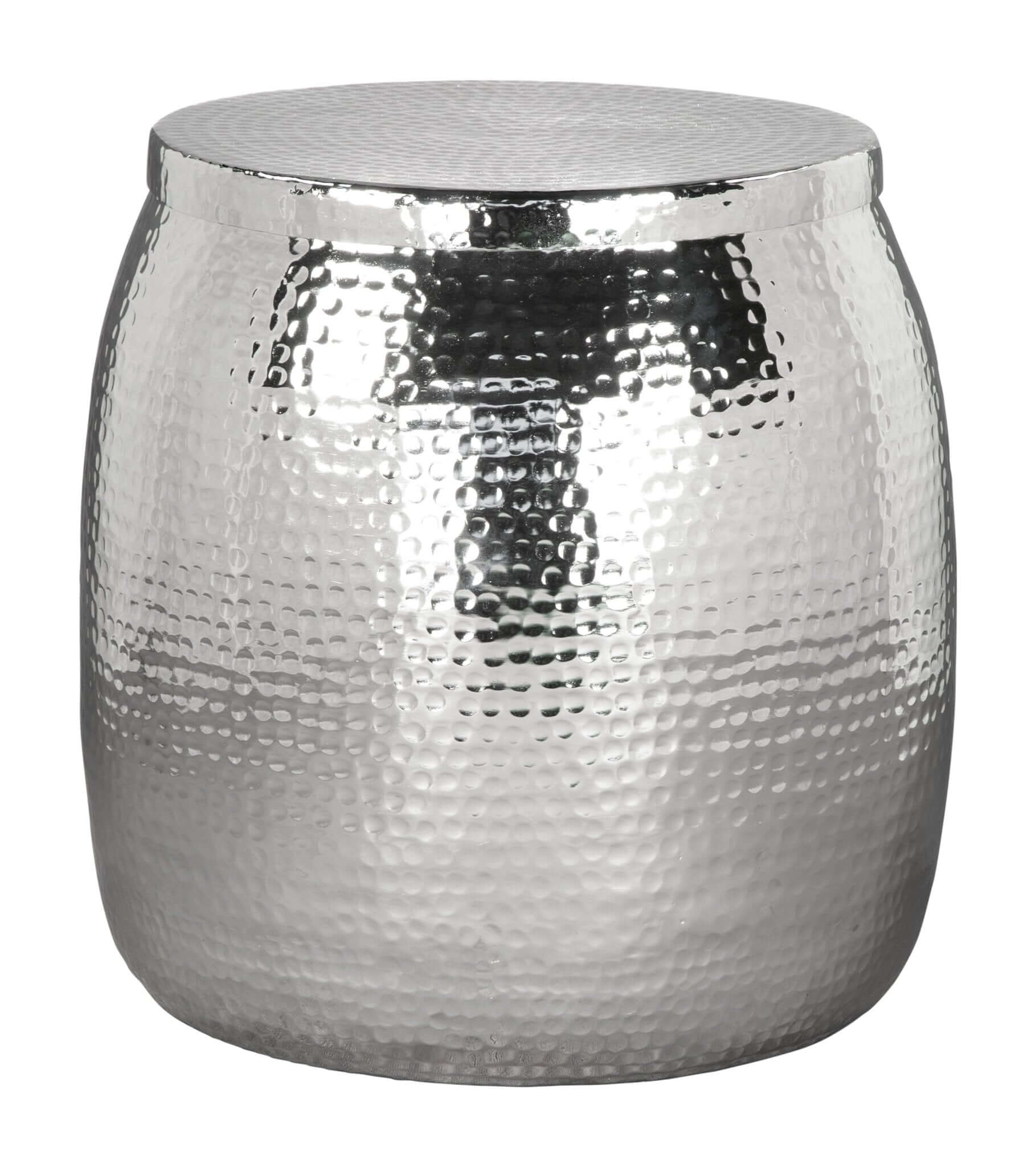 Solo Metallic Round Side Table Storage, Silver - Revel Sofa 