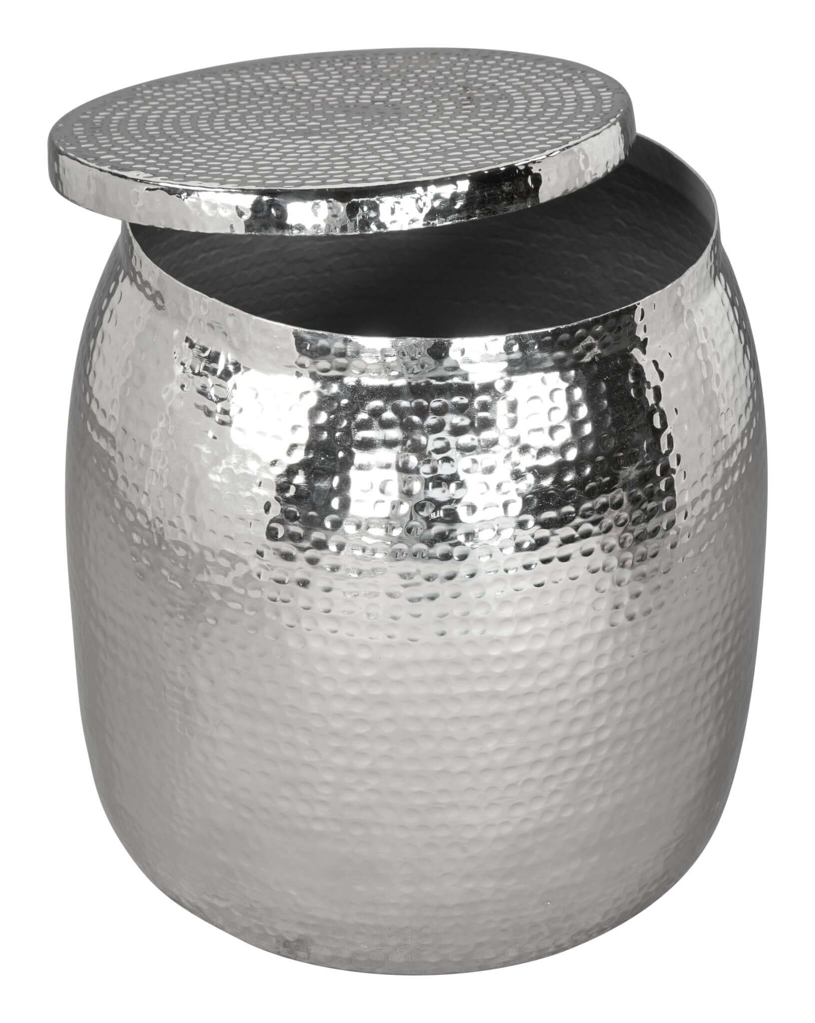 Solo Metallic Round Side Table Storage, Silver - Revel Sofa 