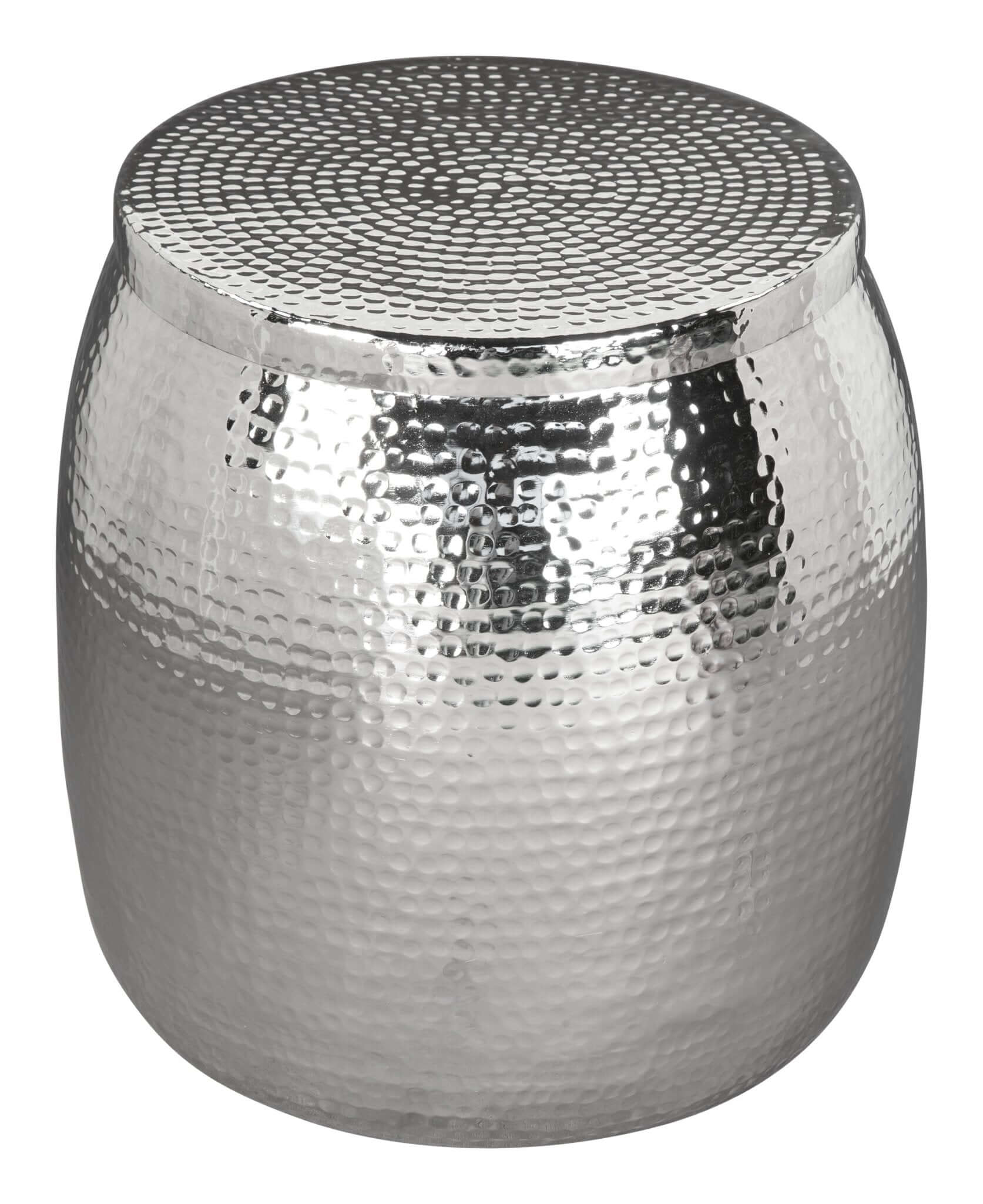 Solo Metallic Round Side Table Storage, Silver - Revel Sofa 