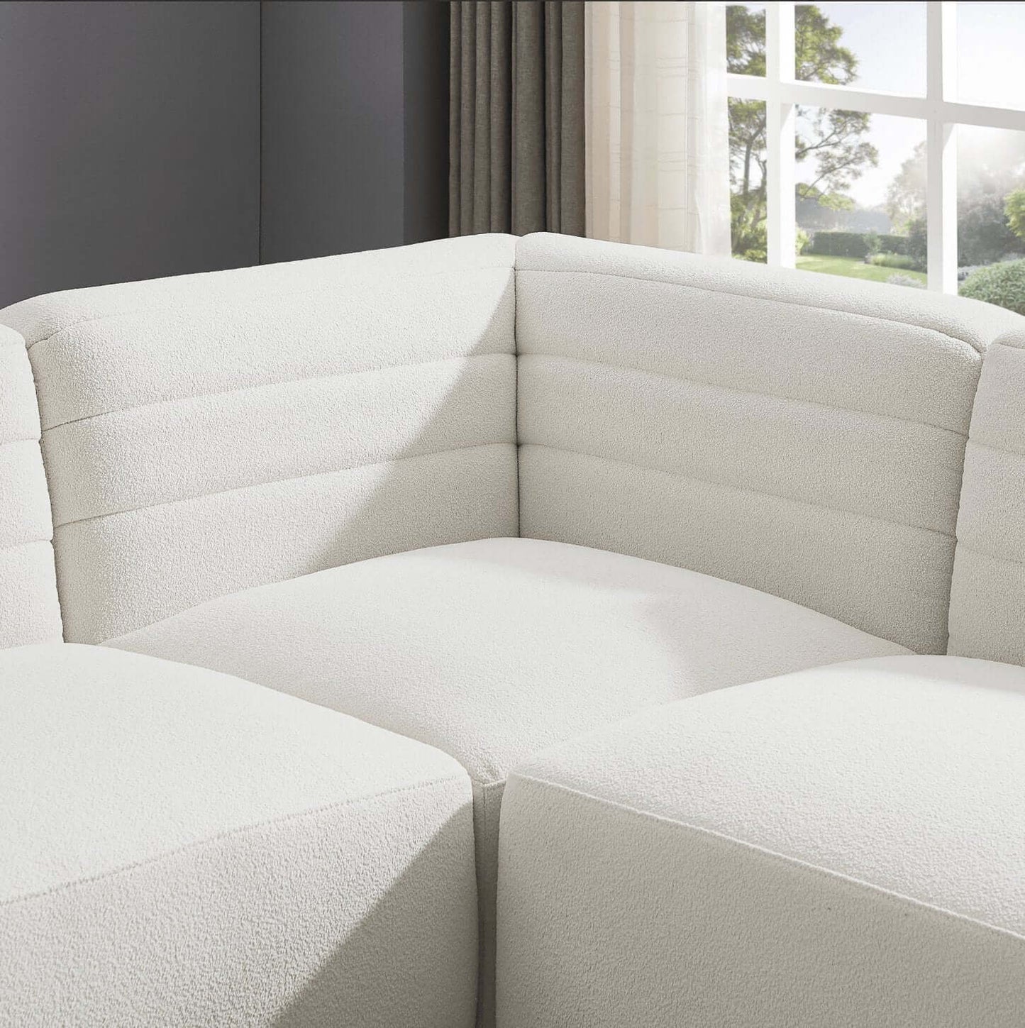 Solo Modern Tufted Corner Sectional Sofa, Boucle or Velvet 104" - Revel Sofa 