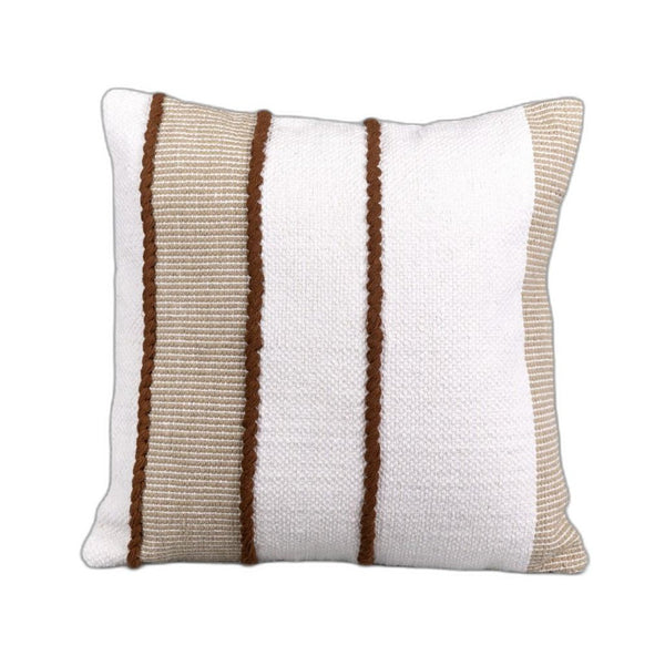 Textured Striped White And Brown Throw Pillow - Revel Sofa 