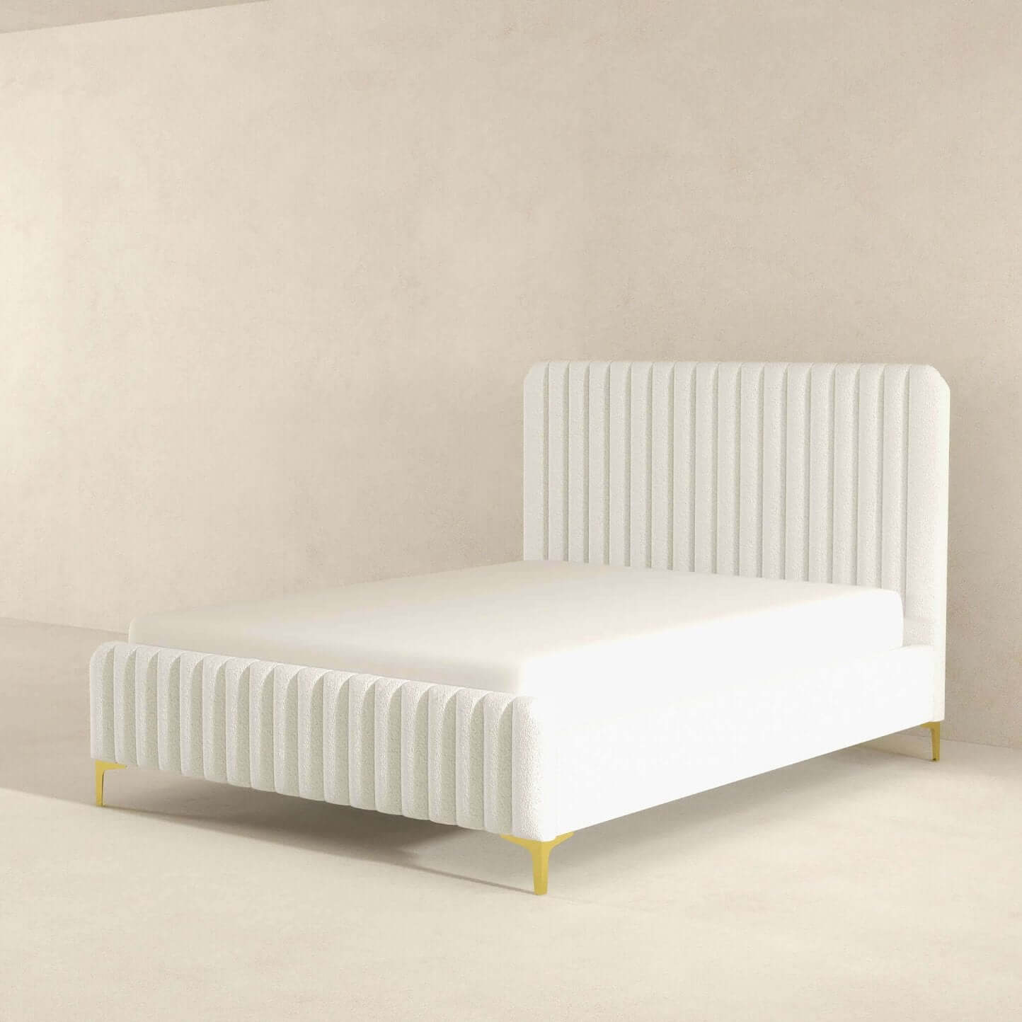 Valery Boucle Channel Tufted Platform Bed Frame - Revel Sofa 