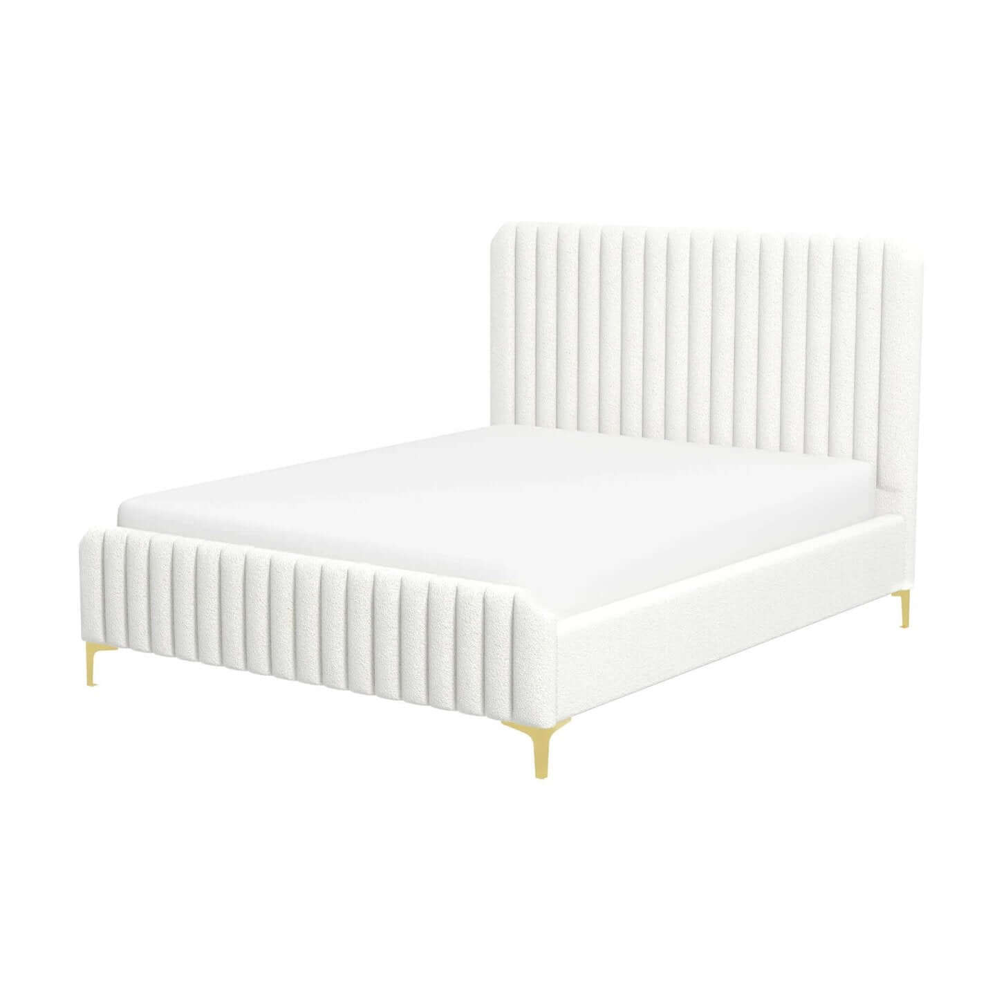 Valery Boucle Channel Tufted Platform Bed Frame - Revel Sofa 