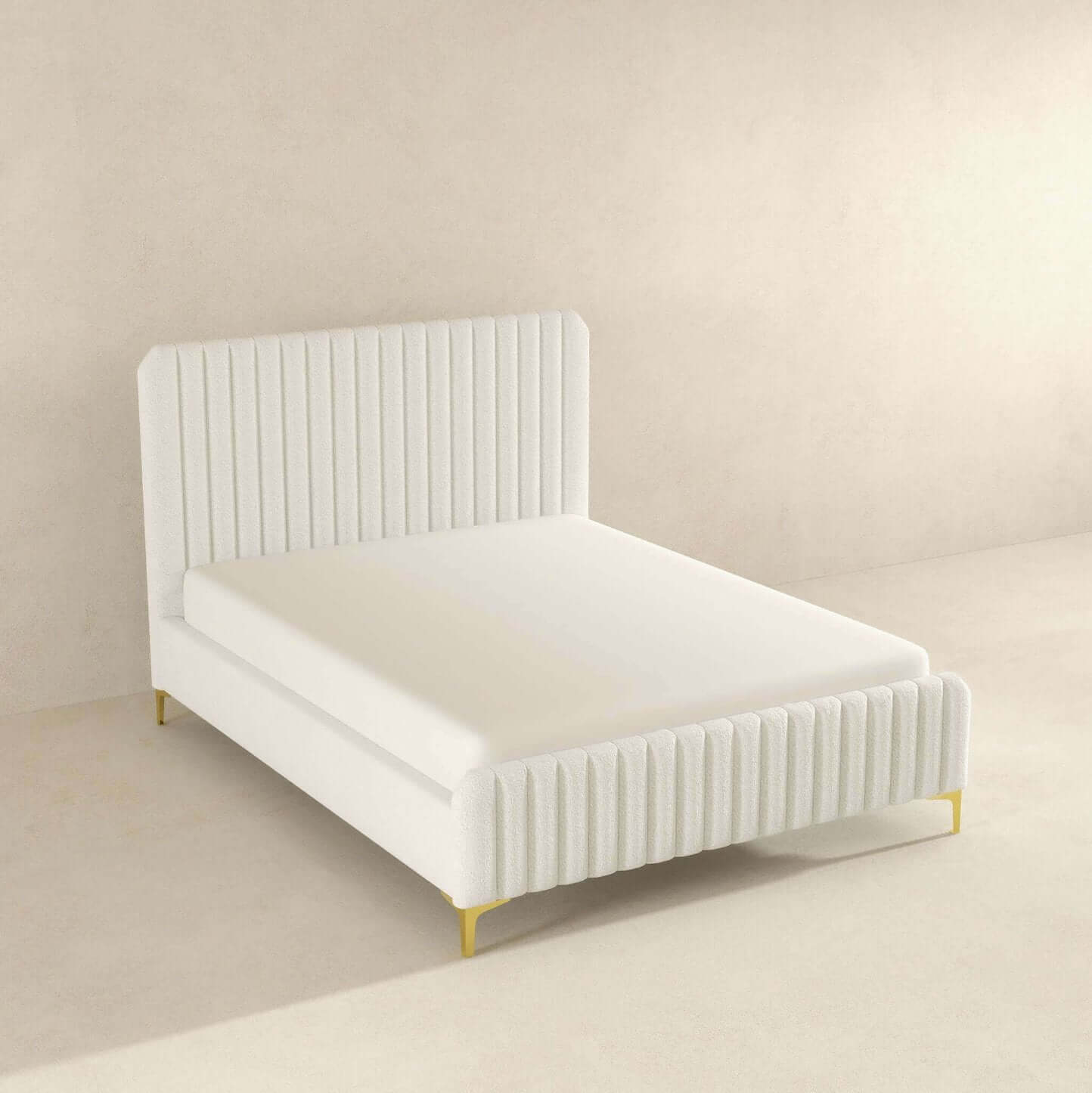 Valery Boucle Channel Tufted Platform Bed Frame - Revel Sofa 