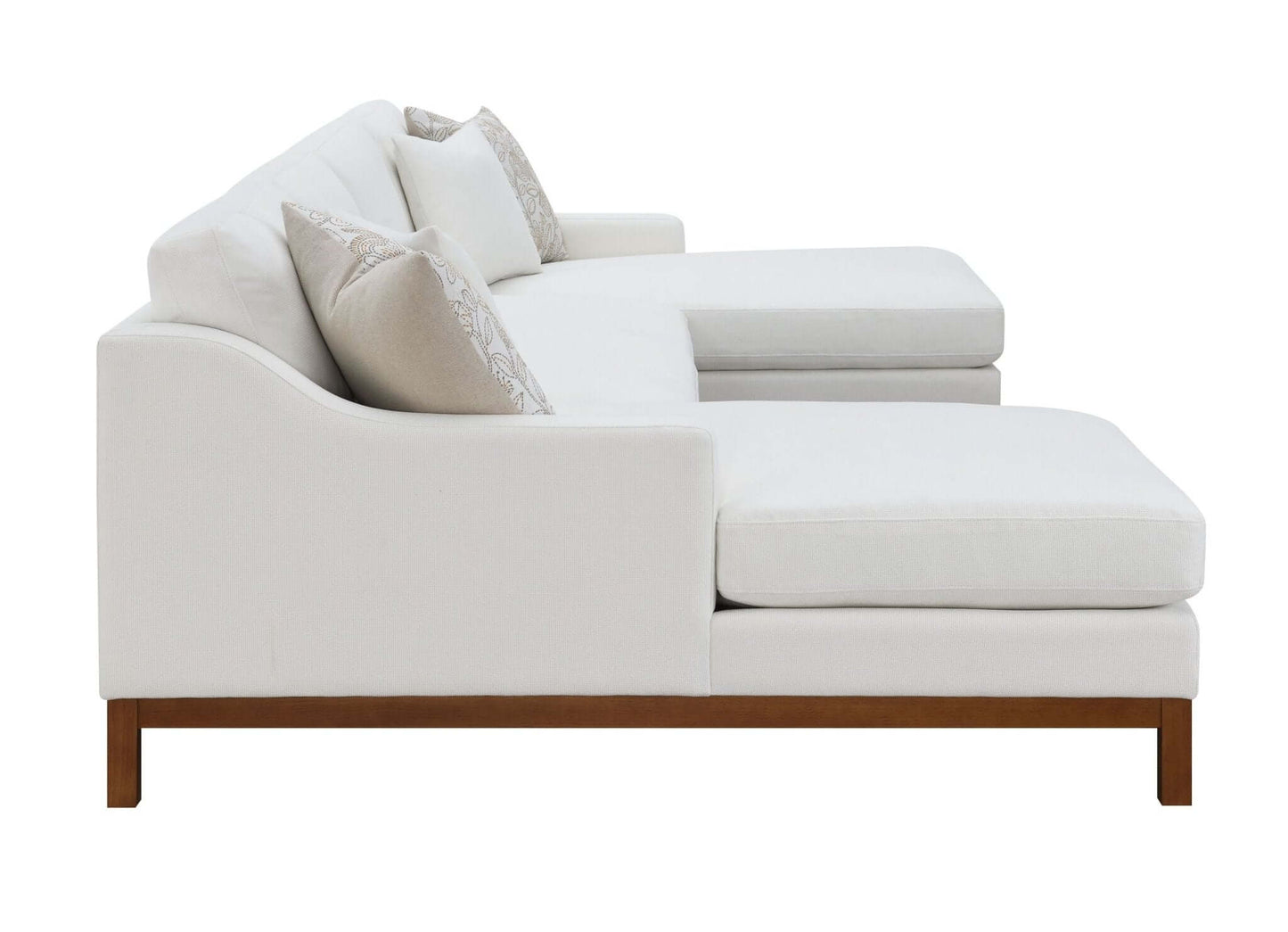 Valiant MCM U-Shape Sectional Dual Chaise Sofa, Ivory Chenille 127" - Revel Sofa 