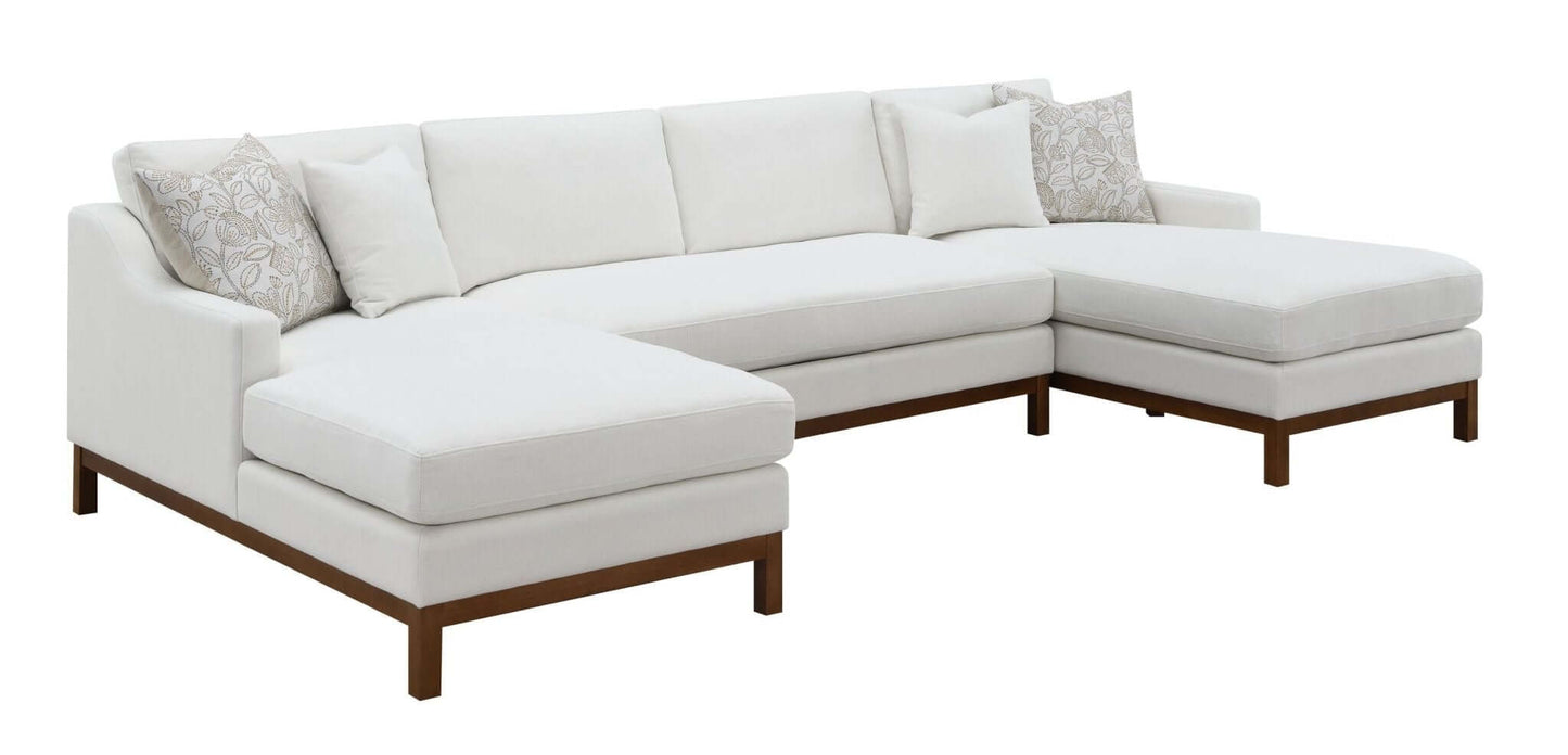 Valiant MCM U-Shape Sectional Dual Chaise Sofa, Ivory Chenille 127" - Revel Sofa 