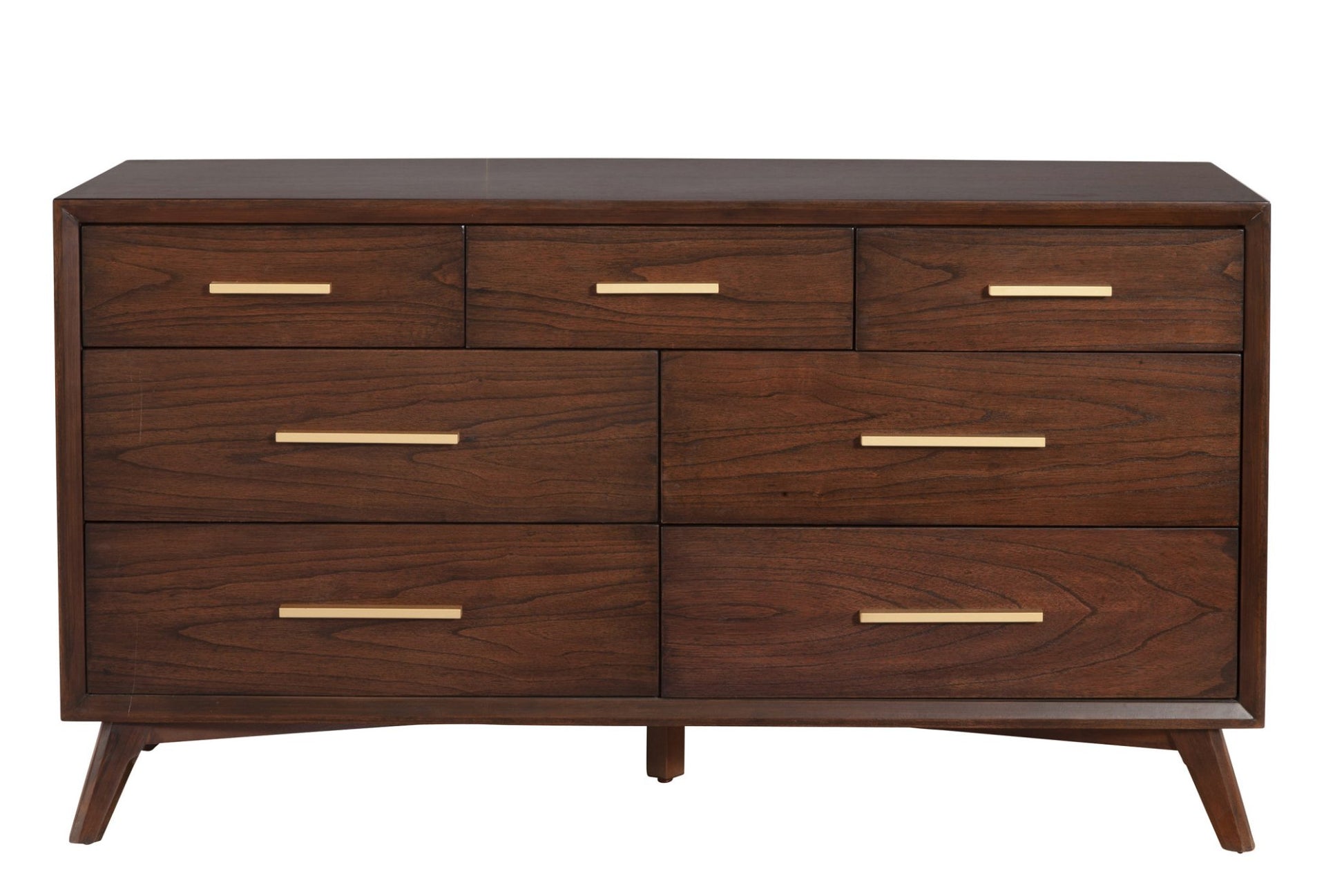 Walnut Solid Wood Seven Drawer Double Dresser 60" - Revel Sofa 