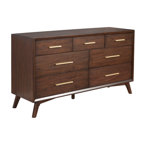 Walnut Solid Wood Seven Drawer Double Dresser 60