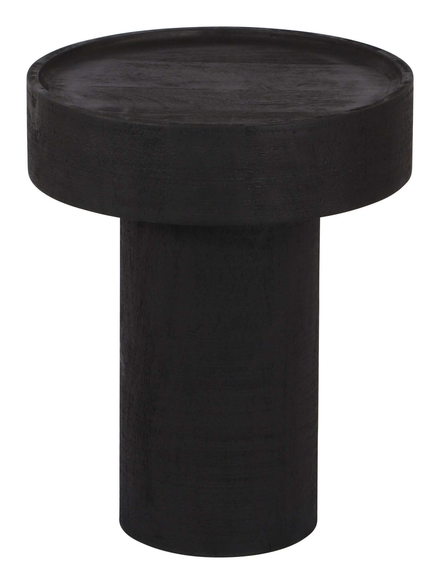 Watson Round Minimalist Mango Wood Side Table, Black - Revel Sofa 