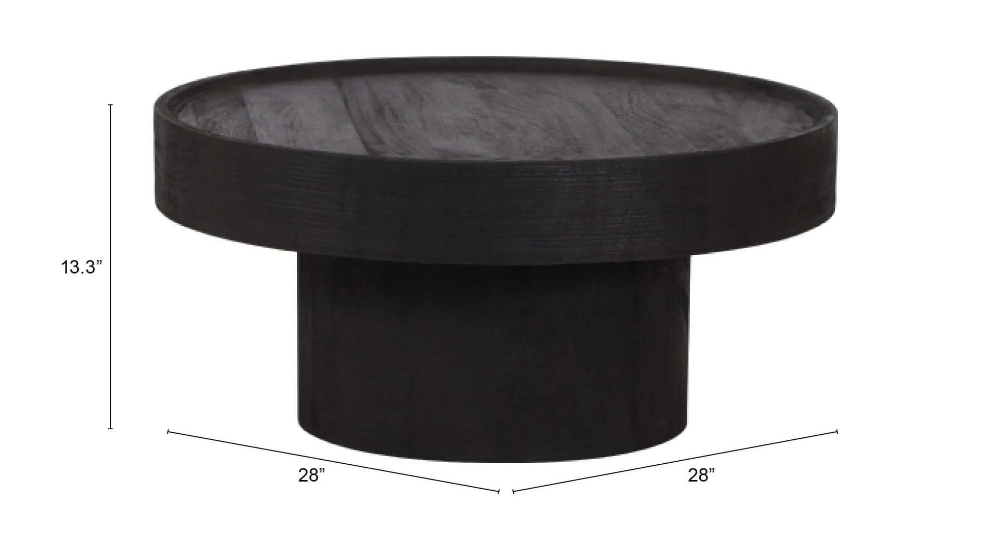 Watson Round Minimalist Wood Center Coffee Table, Black - Revel Sofa 