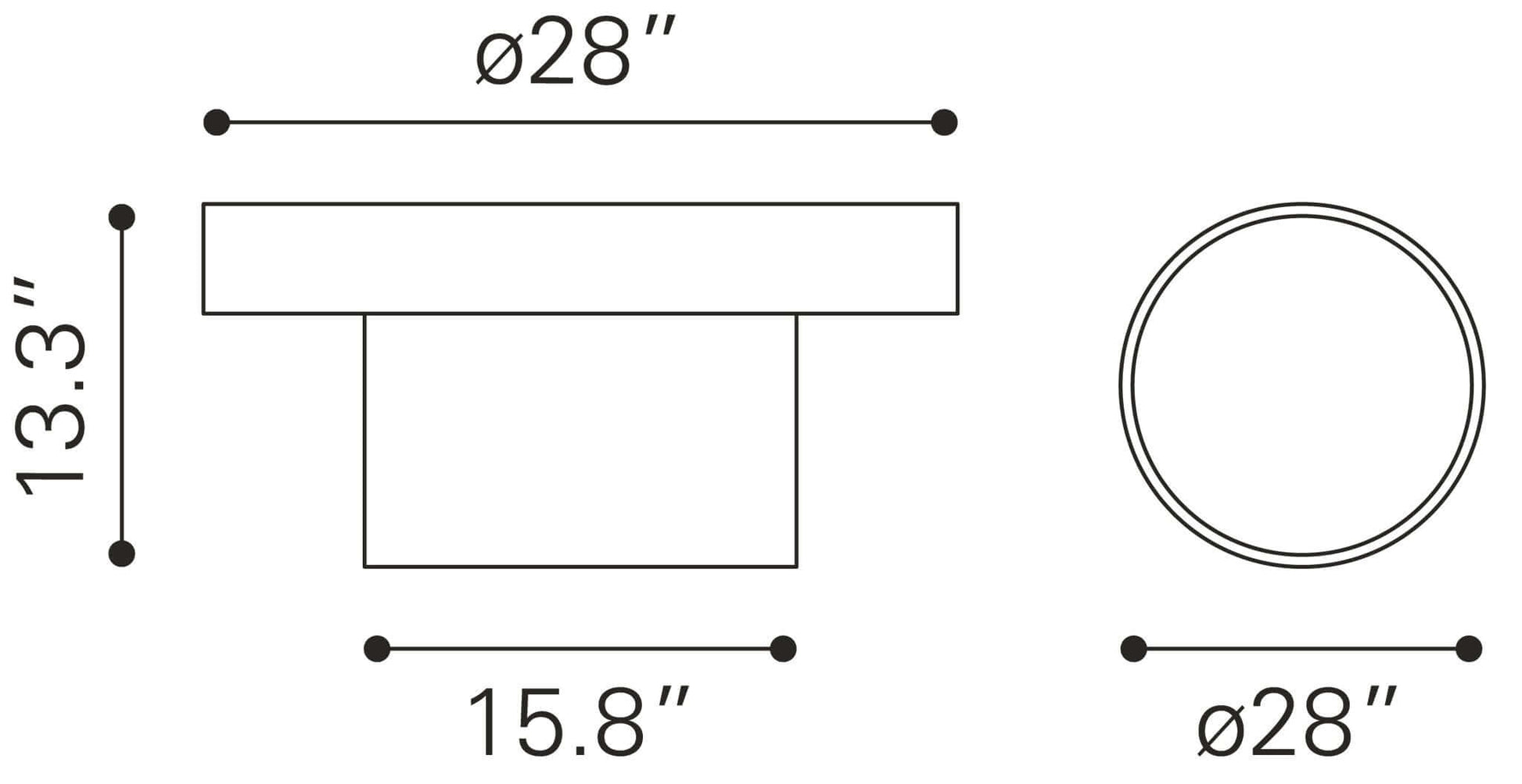 Watson Round Minimalist Wood Center Coffee Table, Black - Revel Sofa 