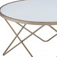 Glass Top Iron Round Coffee Center Table, White Frost or Black 34" - Revel Sofa 