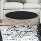 Glass Top Iron Round Coffee Center Table, White Frost or Black 34" - Revel Sofa 