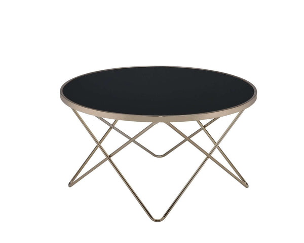 Glass Top Iron Round Coffee Center Table, White Frost or Black 34 - Revel Sofa 
