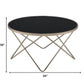 Glass Top Iron Round Coffee Center Table, White Frost or Black 34" - Revel Sofa 