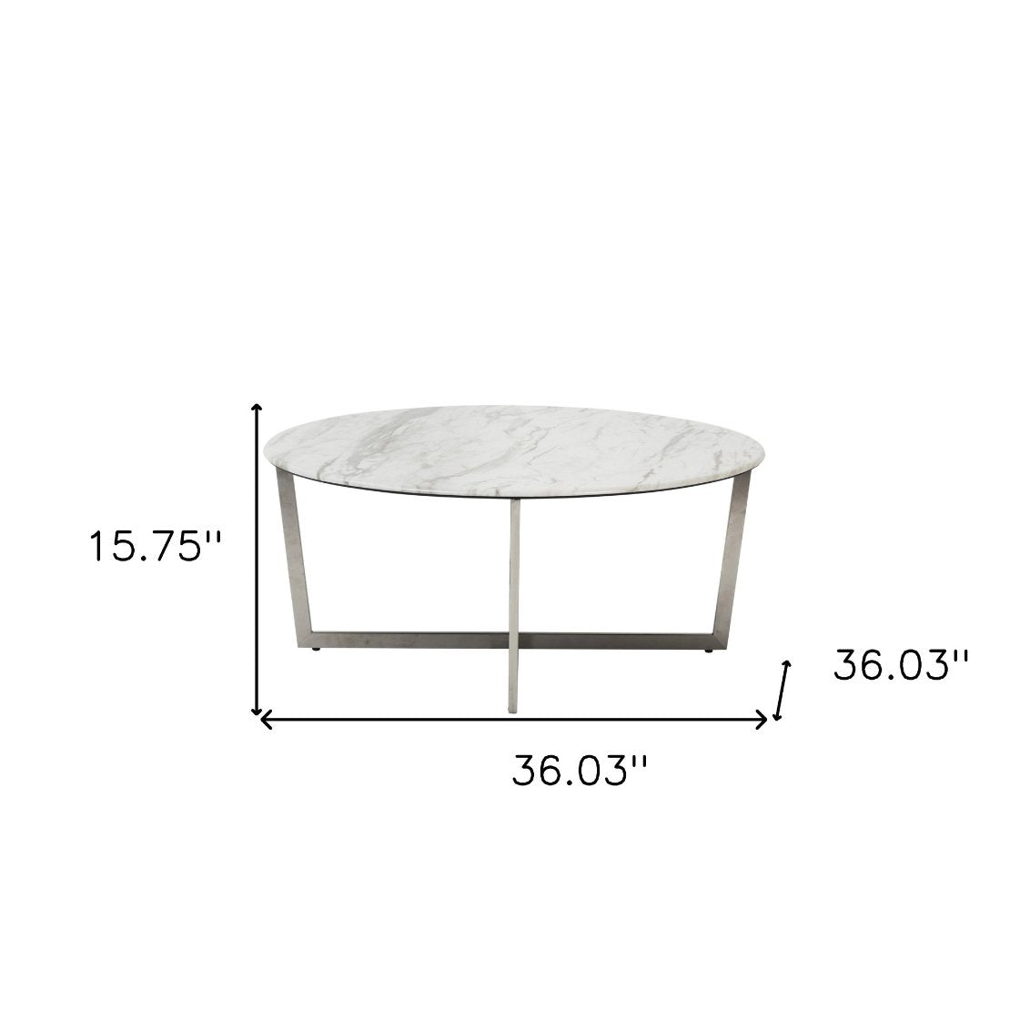 White Marble On Stainless Steel Round Coffee Center Table - Revel Sofa 