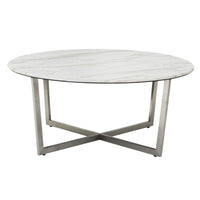 White Marble On Stainless Steel Round Coffee Center Table - Revel Sofa 